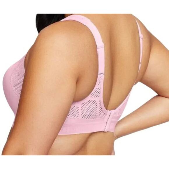 Glamorise No-Sweat Mesh Sports Bra Wirefree Pink Womens Size 42DD - Picture 7 of 7